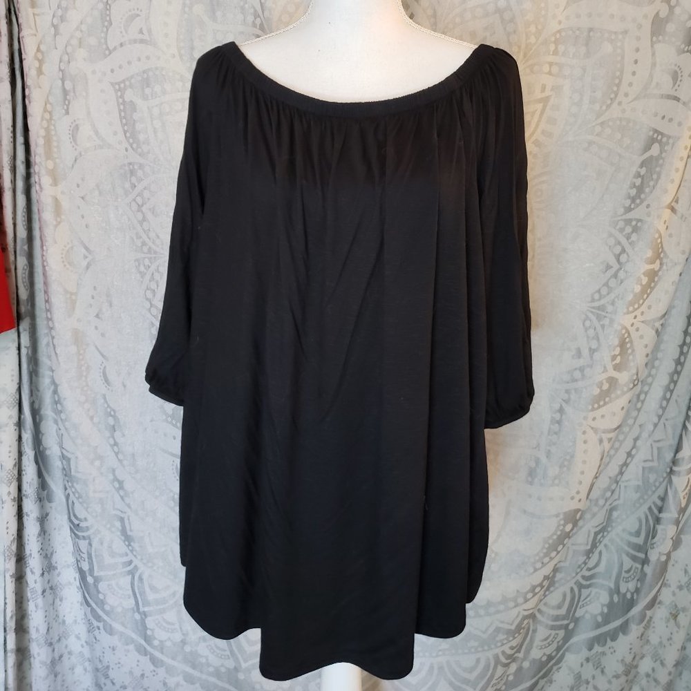 NWT Lane Bryant Black Flowy Off Shoulder Blouse 14/16 1X